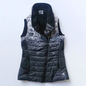 Champion Black and Gray Quilted Puffer Vest